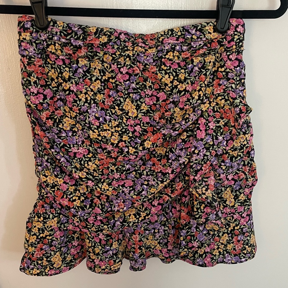 Zara Floral Ruched Mini Skirt